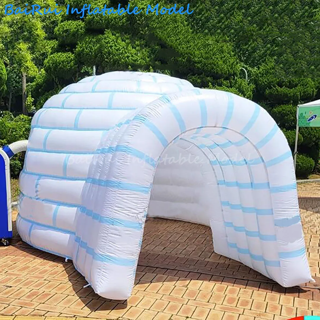 เต๊นท์เป่าลมขนาดยักษ์ใช้กลางแจ้งบ้านทรงกระท่อมน้ำแข็งพร้อมอุโมงค์ขนาดใหญ่สำหรับไนท์คลับดีเจอุปกรณ์ตกแต่งงาน
