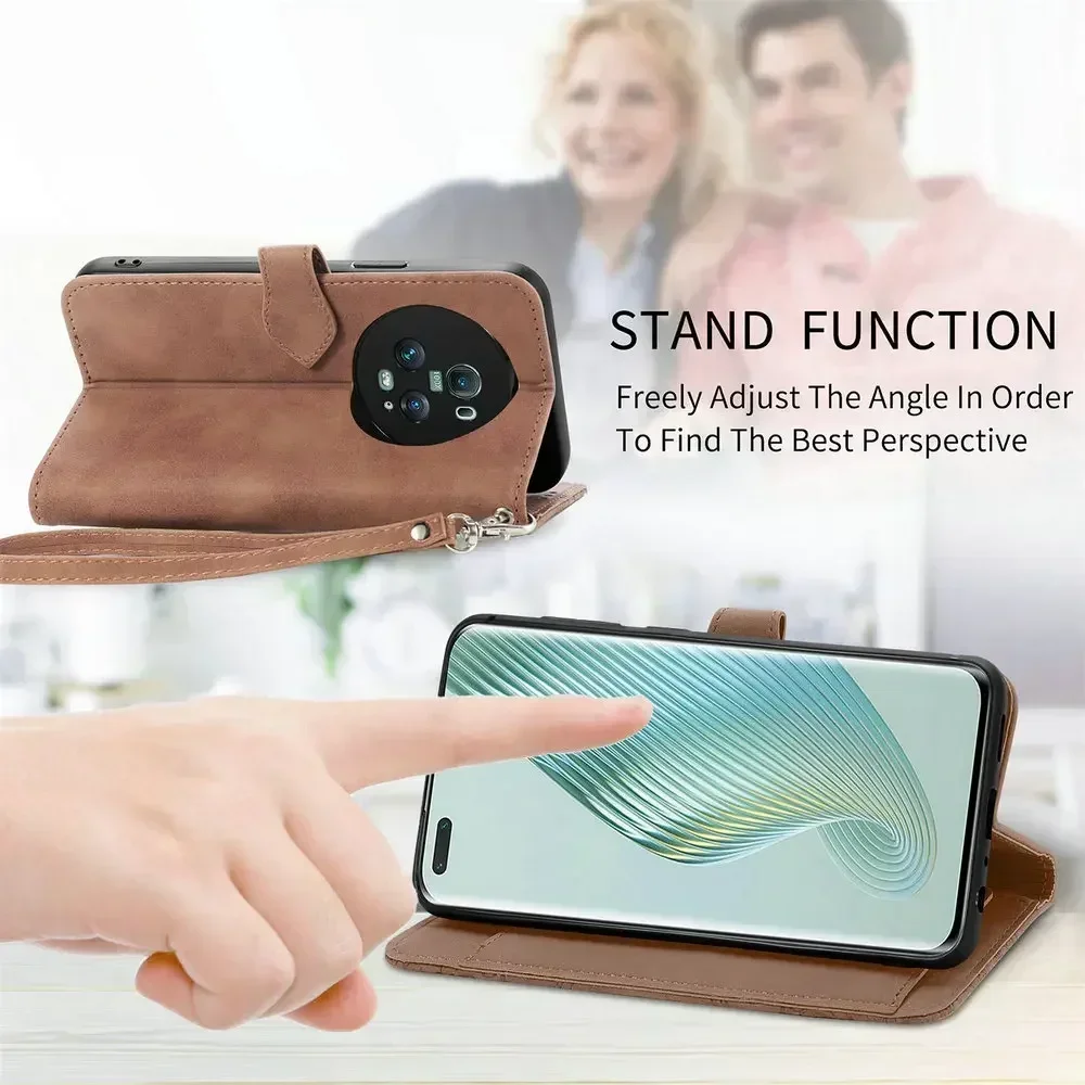 Luksusowe etui Honor Magic 8 7 6 Pro 6 Lite 5G z paskiem na ramię, zapinane na zamek, skórzane etui Honor Magic7 Pro 8 Lite Magic6 Pro, portfel, okładka książkowa — zdjęcie produktu 2