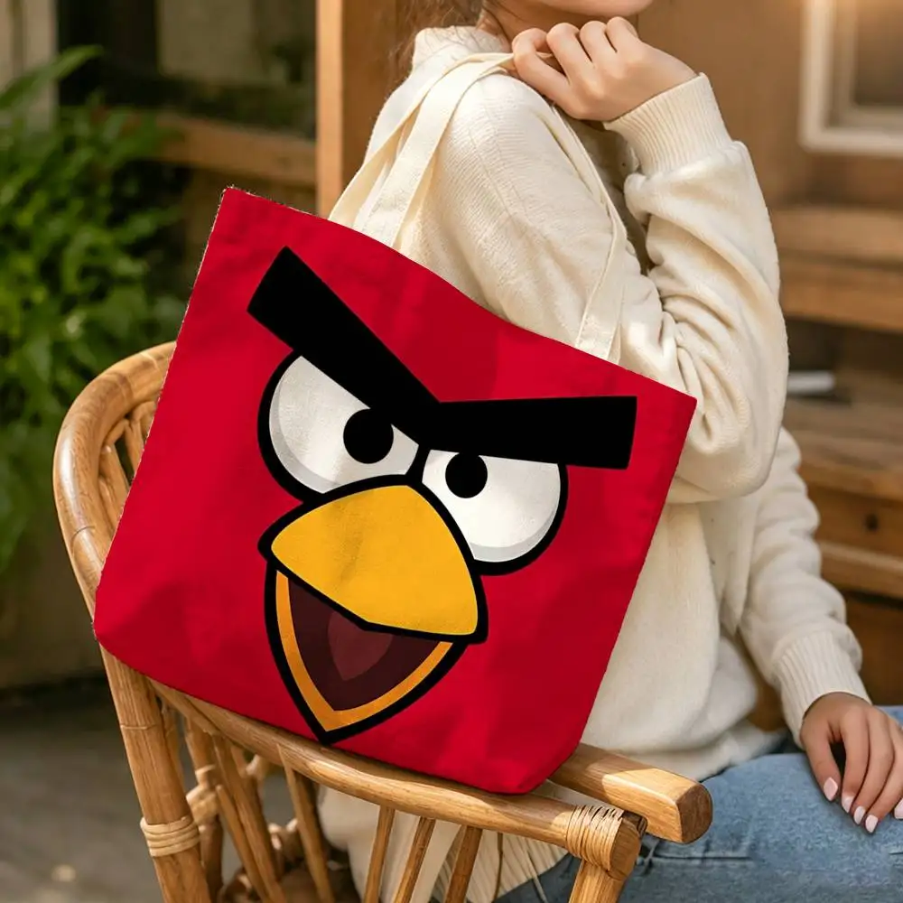Comedy Movie A-Angry B-Bird-S  Waterproof Lined Canvas bags suitable for going to class, shopping, gifts, and commuting