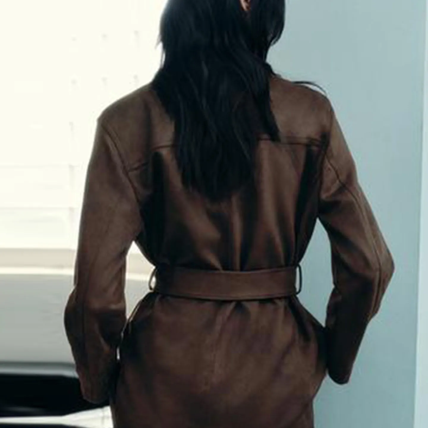 

Z 2025 New Faionable Jaet Coat with Belt Women's Clothing Ele Aosphere Commute Sle Loose Fit Long Sve