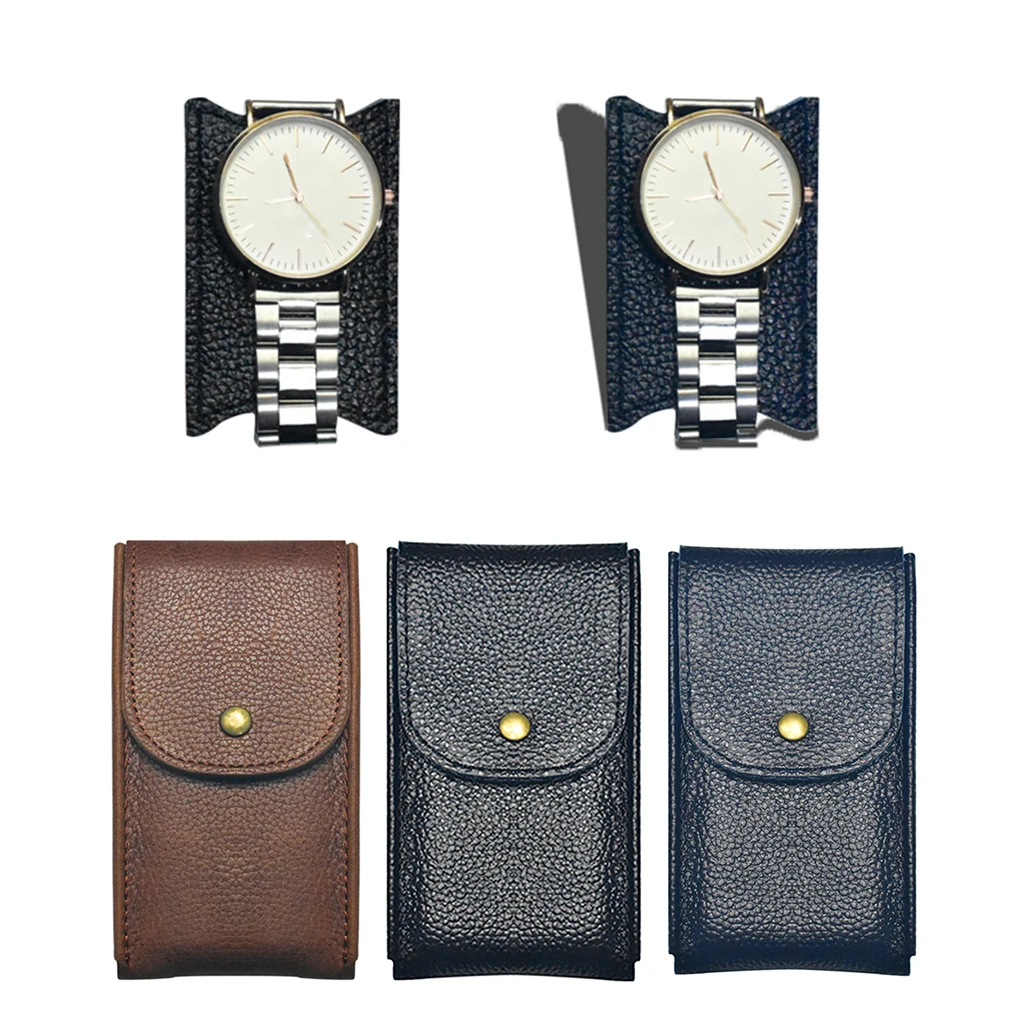 Durable Unisex Single Leather Watch Travel Pouch Wristwatch Storage Case Box