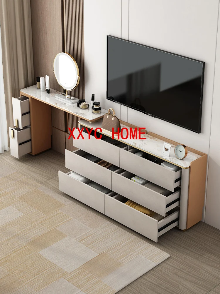 

Light Luxury Stone Plate Bedroom Tailstock Storage Modern Minimalist Dresser plus Chest of Drawers