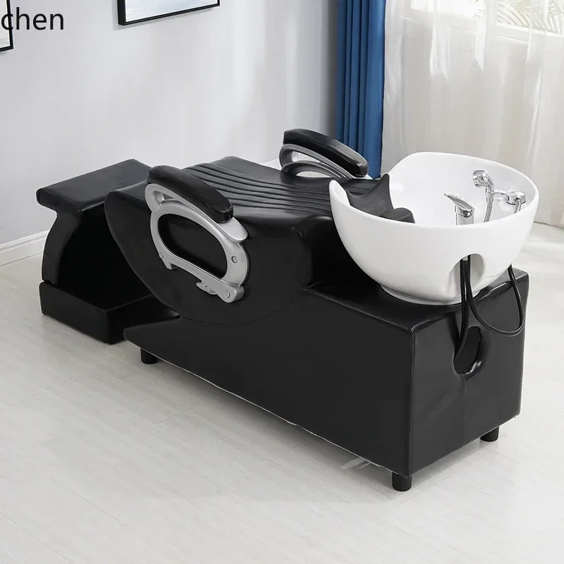 y8- shampoo chair flush bed ceramic basin for hair salon and hair salon