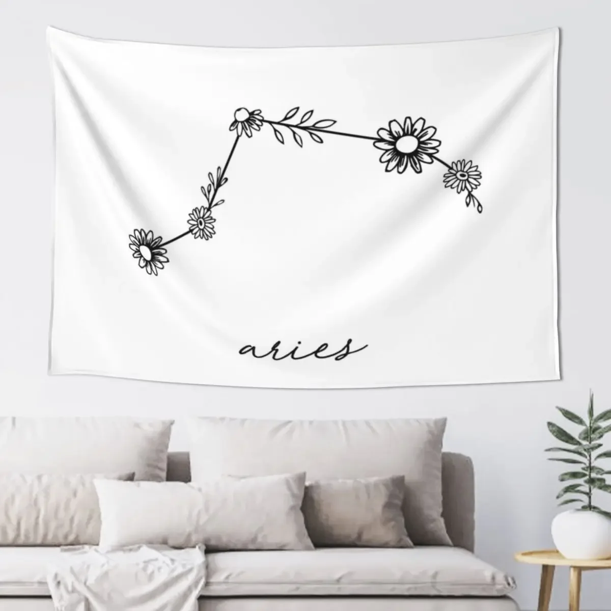 

Aries Zodiac Wildflower Constellation Tapestry Home Decor Aesthetic Wall Mural Tapestry