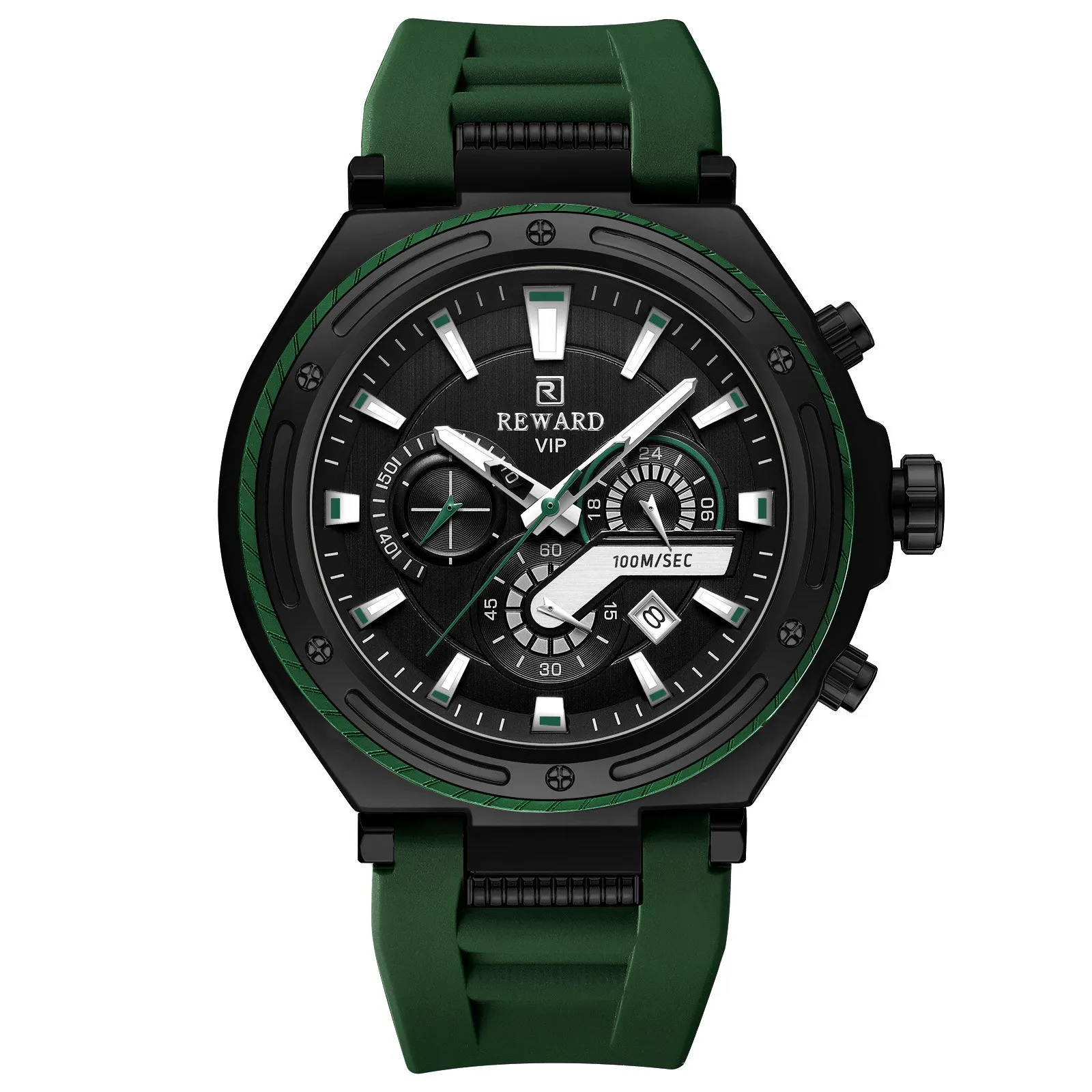 Multifunctional Sports Quartz Men's Watch Silicone Strap Three Eyes Six Hands Chronograph Men's Watch Waterproof