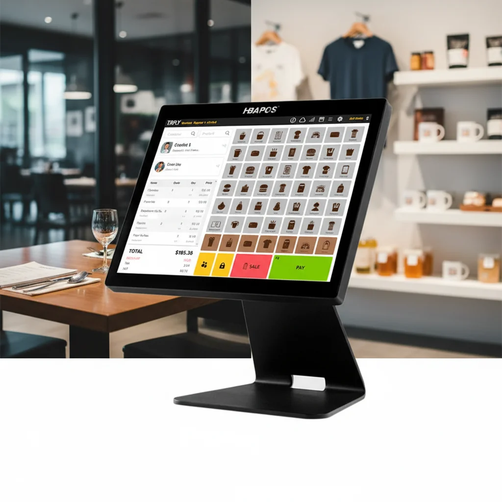 

POS-терминал для ресторанов с одним/двумя сенсорными экранами, 15 дюймов, металлический корпус, черный, универсальная система POS-терминалов для ATV и UTV