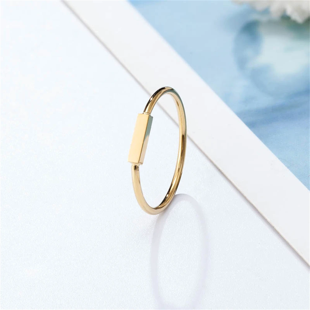 AILINFA New Simple Fashion Square Ring Fine INS Stainless Steel Jewelry Plated 14K Gold High Quality Titanium Steel Ring