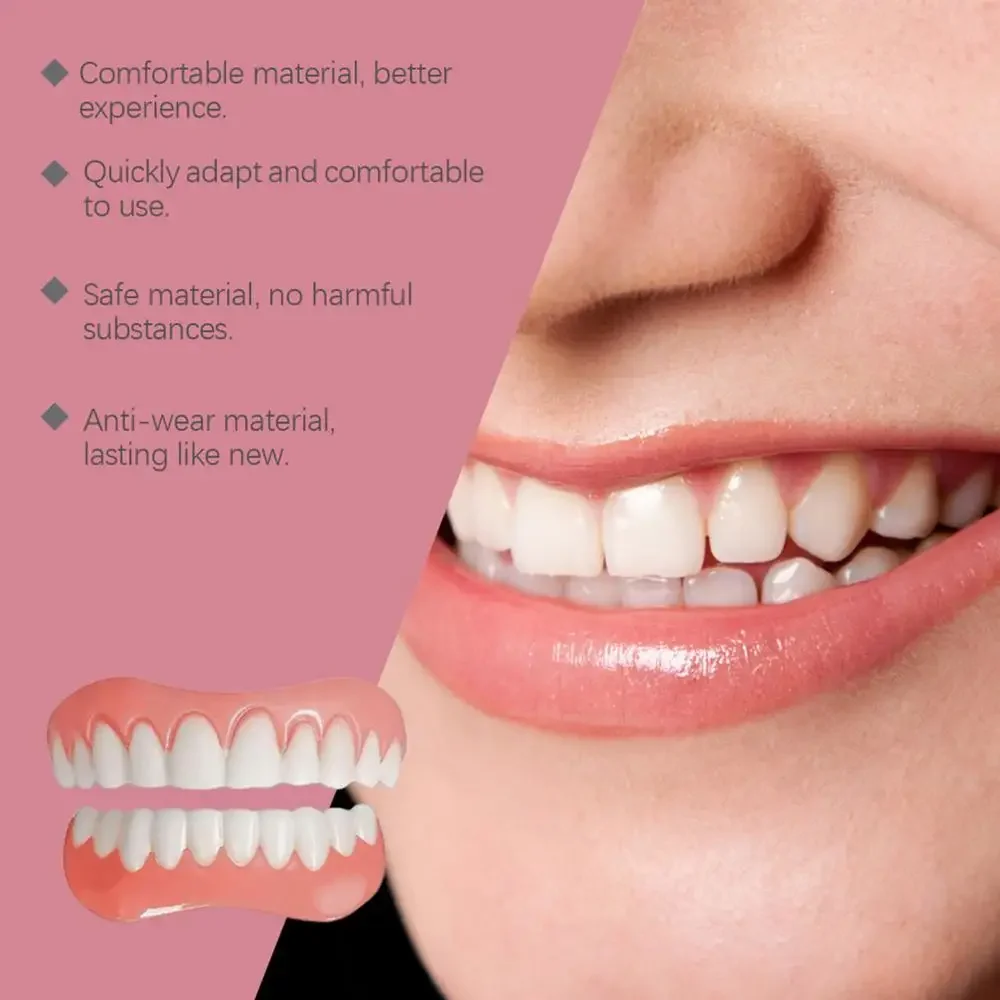 Silicone Denture Set Silicone Upper Lower Veneers Laugh Soft Denture Kit  Silicone Liners Soft  Kit fake Denture