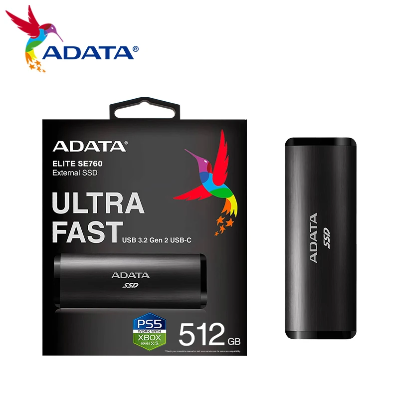 Imagem -05 - Adata Se760 Ssd Externo Usb 3.2 Gen2 Tipo-c Interface 512gb 1tb 2tb Velocidade de Leitura até 1000mb s Disco Rígido para Desktop Portátil