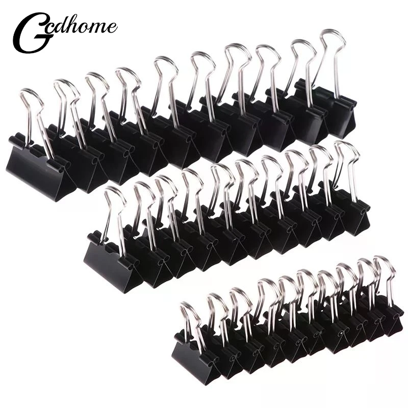 10Pcs 19mm/ 25mm/ 32mm Black Metal Binder Clips Notes Letter Paper Clip Office Stationery Supplies Binding Securing