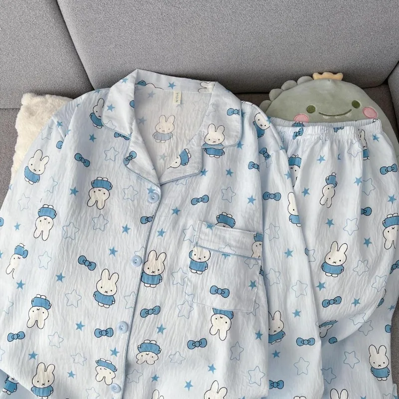 Neuer Miffy-Kaninchen-Cartoon-Pyjama, süßer Mädchenanzug, bequem, atmungsaktiv, zum Tragen im Freien, langärmelige Hose, lässiger Hausanzug. – Detail 2