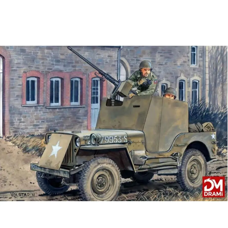 DRAMI DM6714 1/35 Armored 1/4 Ton 4x4 Truck w/.50-cal Machine Gun Model Kit