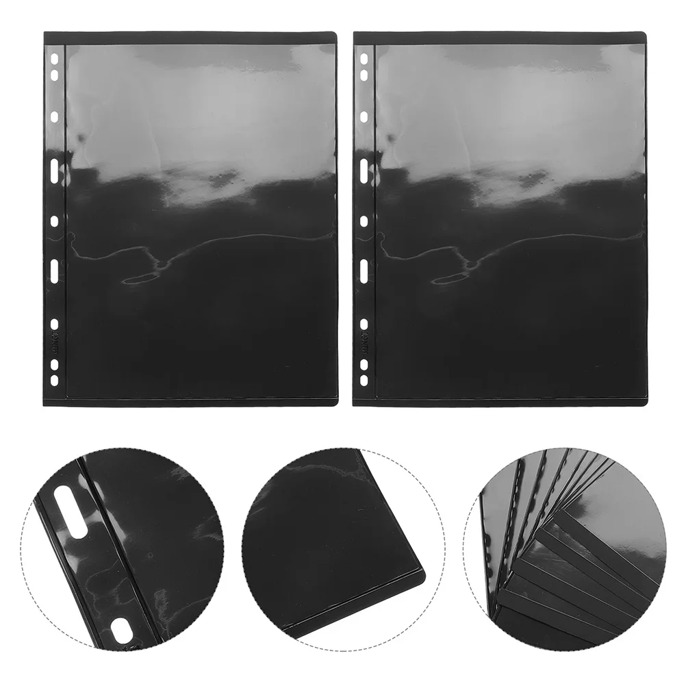 

10pcs Stamp Album Binder Black 9-Hole Loose-Leaf Pages For Stamp Sheets Documents Coins Notes Storage Double-Sided Collectors