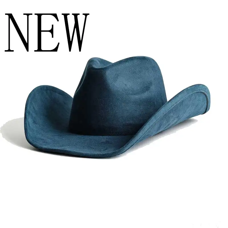 Vegan suede Rolled rim cowboy hat jazz panama hat unisex women's hat wide brim cowboy hat women's hat  sombrero vaquero