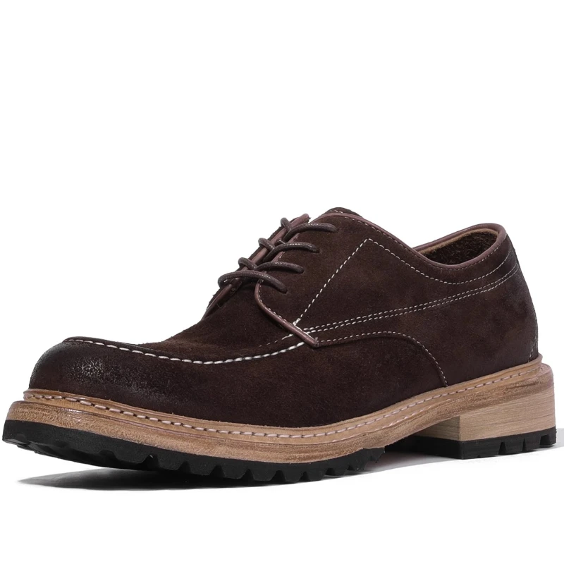 

Замшевые мужские модельные туфли из конской кожи в стиле ретро на толстой подошве, туфли дерби ручной работы из конской кожи, повседневная рабочая обувь из натуральной кожи, мужская обувь