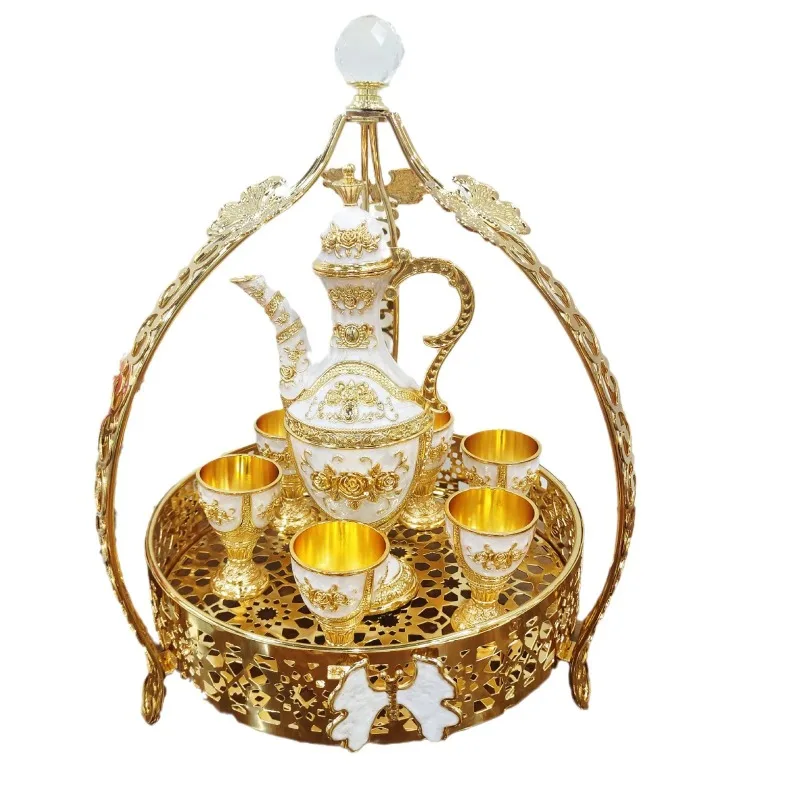 Palace small butterfly basket rose wine set six cups Baijiu cup wine pot set European handicraft gifts