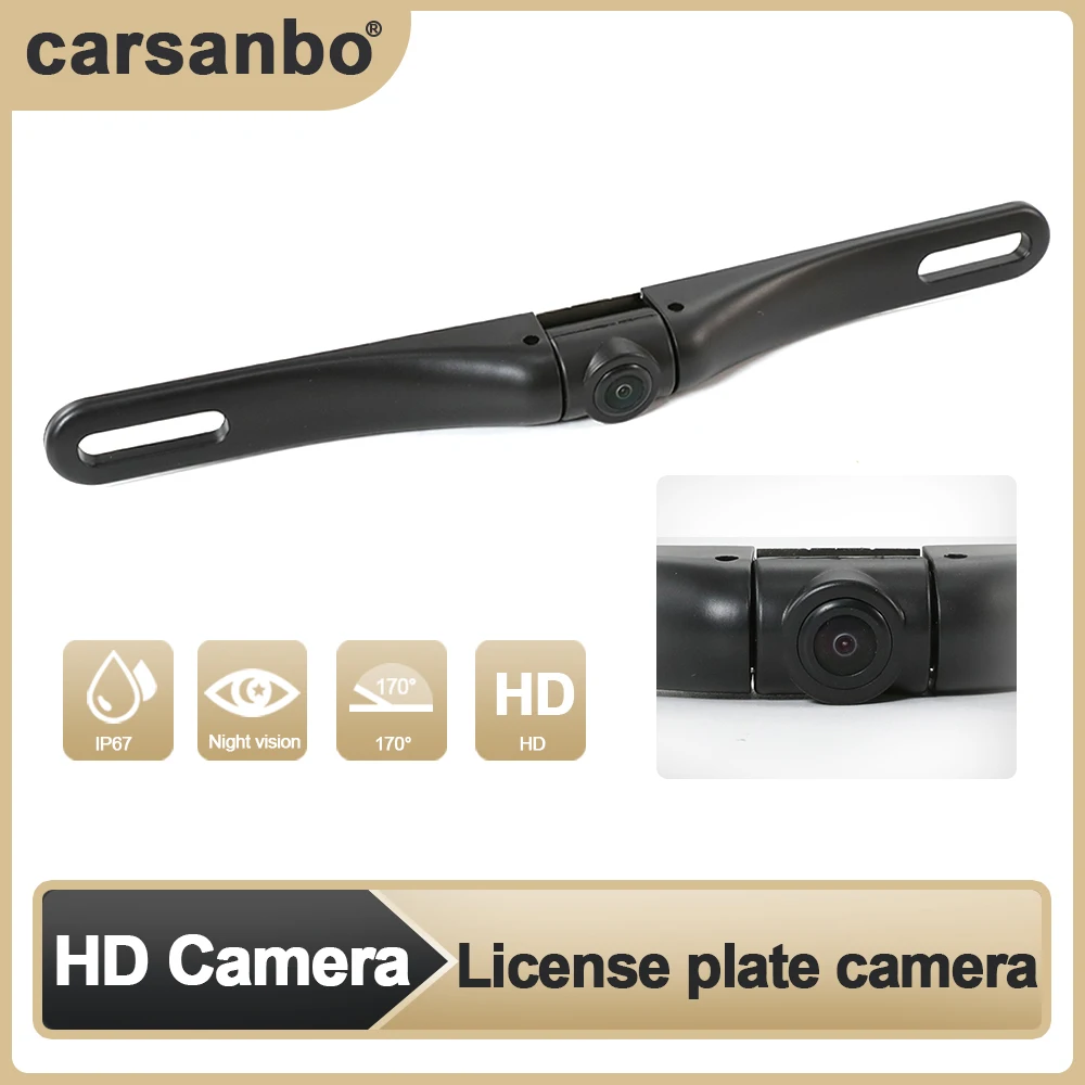 

License Plate Frame Camera Glass Lens HD Night Vision Camera 7080 Chip with Front and Rear View Switch Automatic Parking Camera