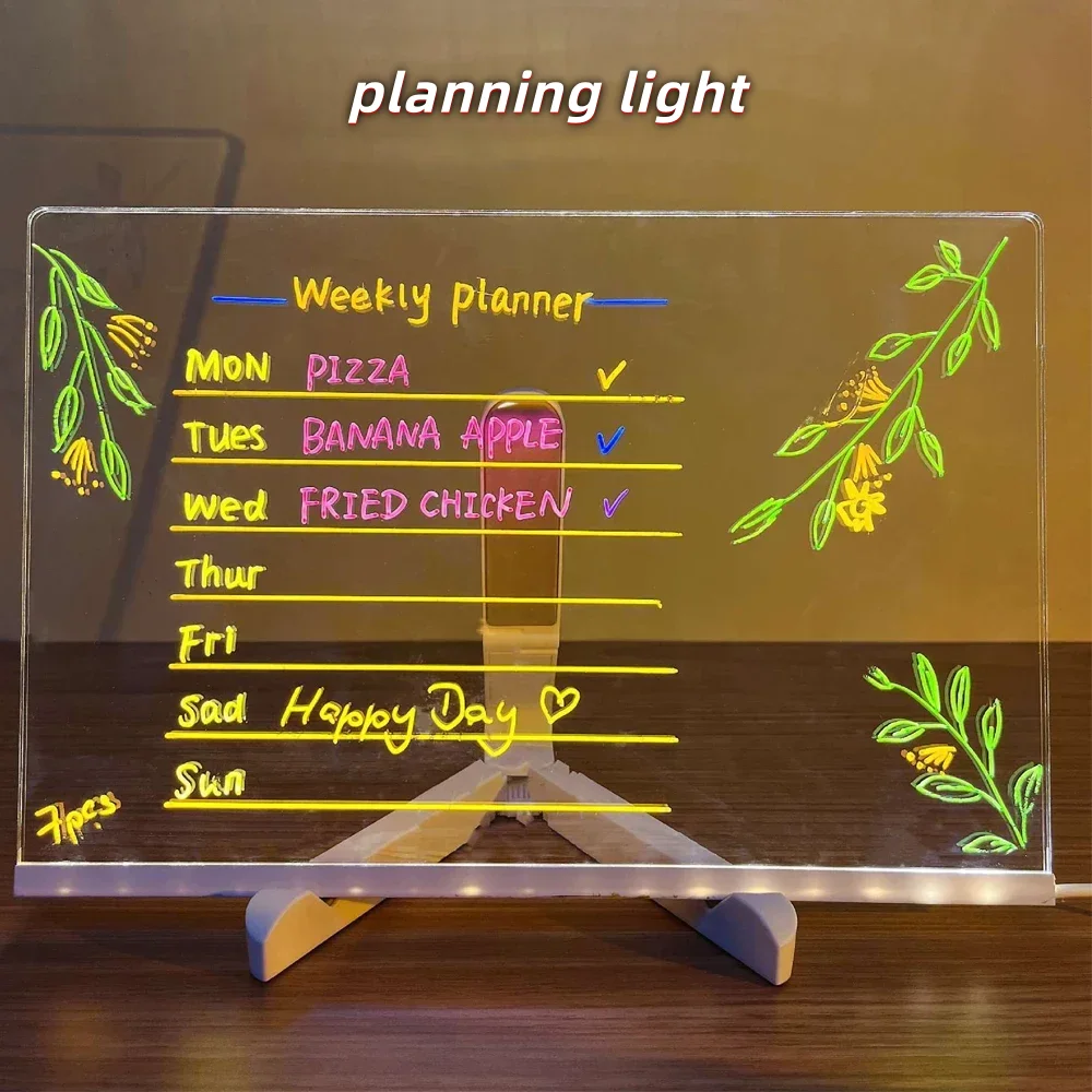 لوحة رسم مضيئة للأطفال لوحة جرافيتي بخط اليد لوحة فلورسنت أكريليك قابلة للمسح لوحة يدوية #6