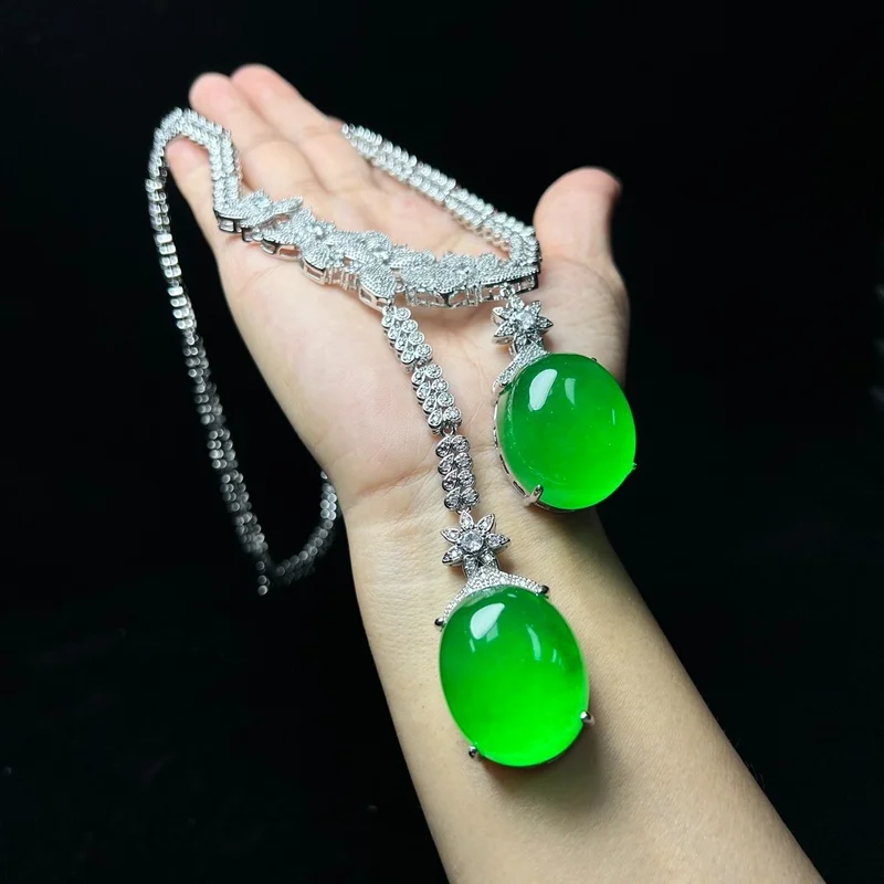 

Certified Natural High Ice Green Jade Jadeite amulet Pendant&NelacesEgg-Shaped Pendant