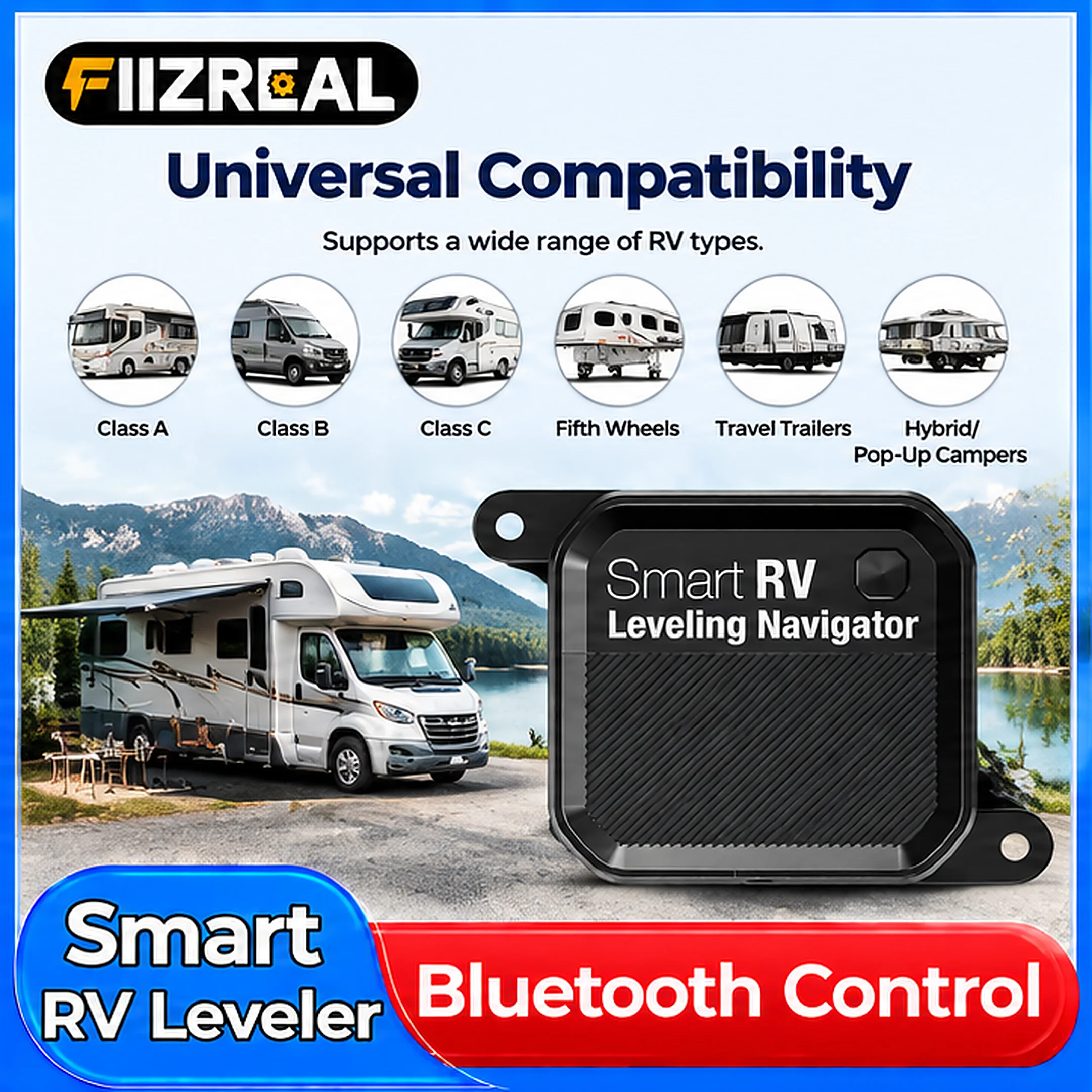 Fiizreal RVS01 Smart RV Leveling Navigator Bluetooth Wireless Precise Leveling Tool Battery Not Included For RV Camper Trailer