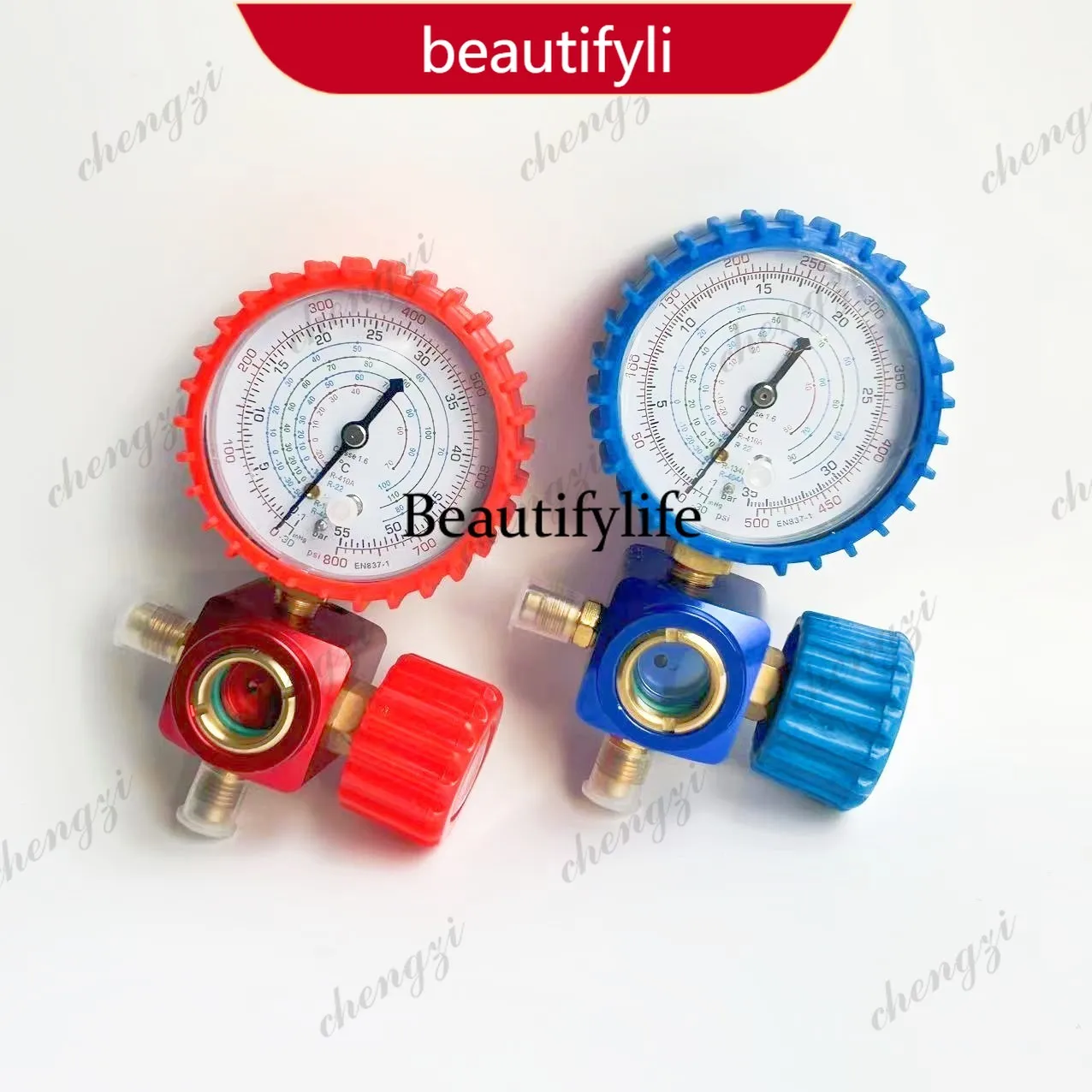 R22/R134a/R404/R410a special high and low pressure fluoride single meter valve shock-proof sight glass hook pressure gauge