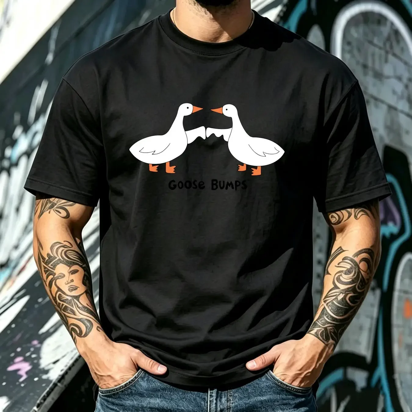 washed T Shirt Funny Goose Bumps Duck Meme Silly Lover Trendy Costume long or short sleeves vintage Washed Casual