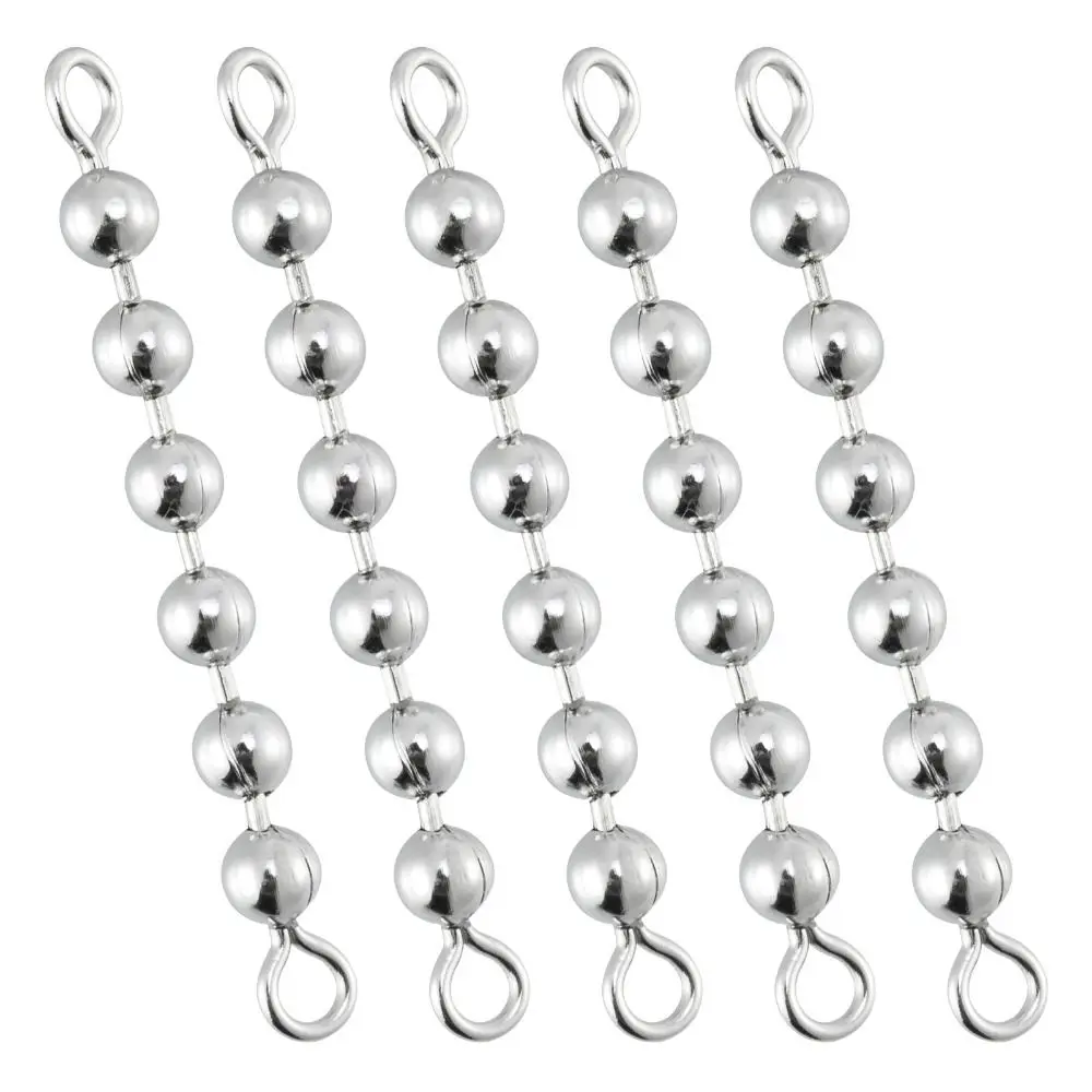 

5pcs Bead Fishing Bead Chain Swivel Stainless Steel Eight-figure Ring Fishing Rolling Bead Chain Connector Not Easily Detached