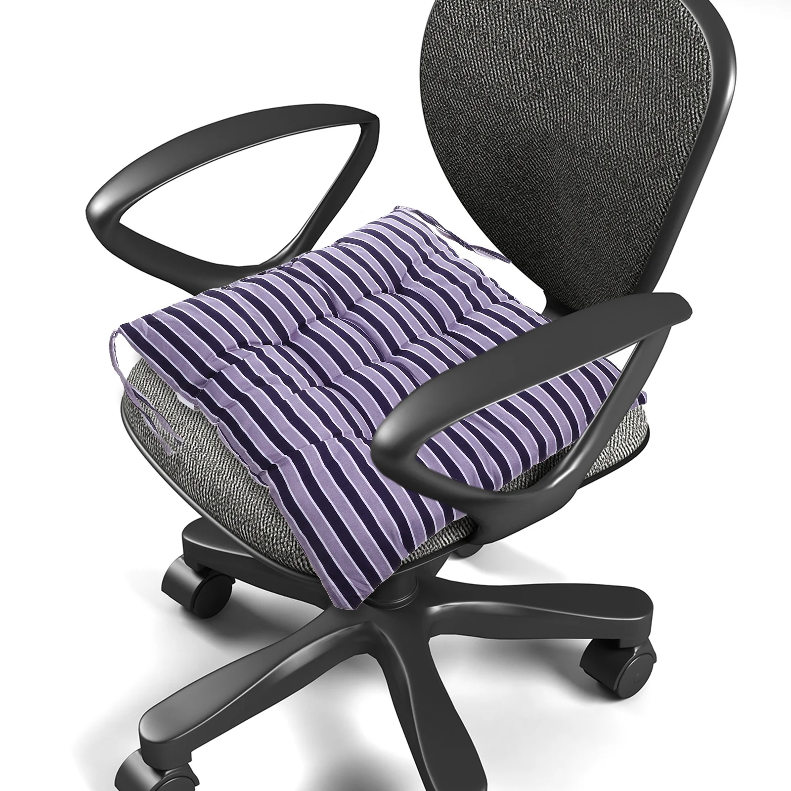 

2Pcs Blue Striped Cushion Stylish Fashionable Home Office Seat Pad Easy to Install Use Clean Thicken Design Practical