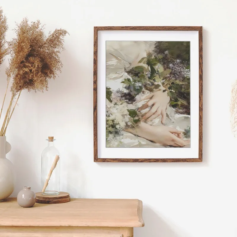 Renaissance Woman Hand Portrait Poster Elegant Feminine Baroque Canvas Painting Gallery Eclectic Wall Art Living Room Home Decor #2