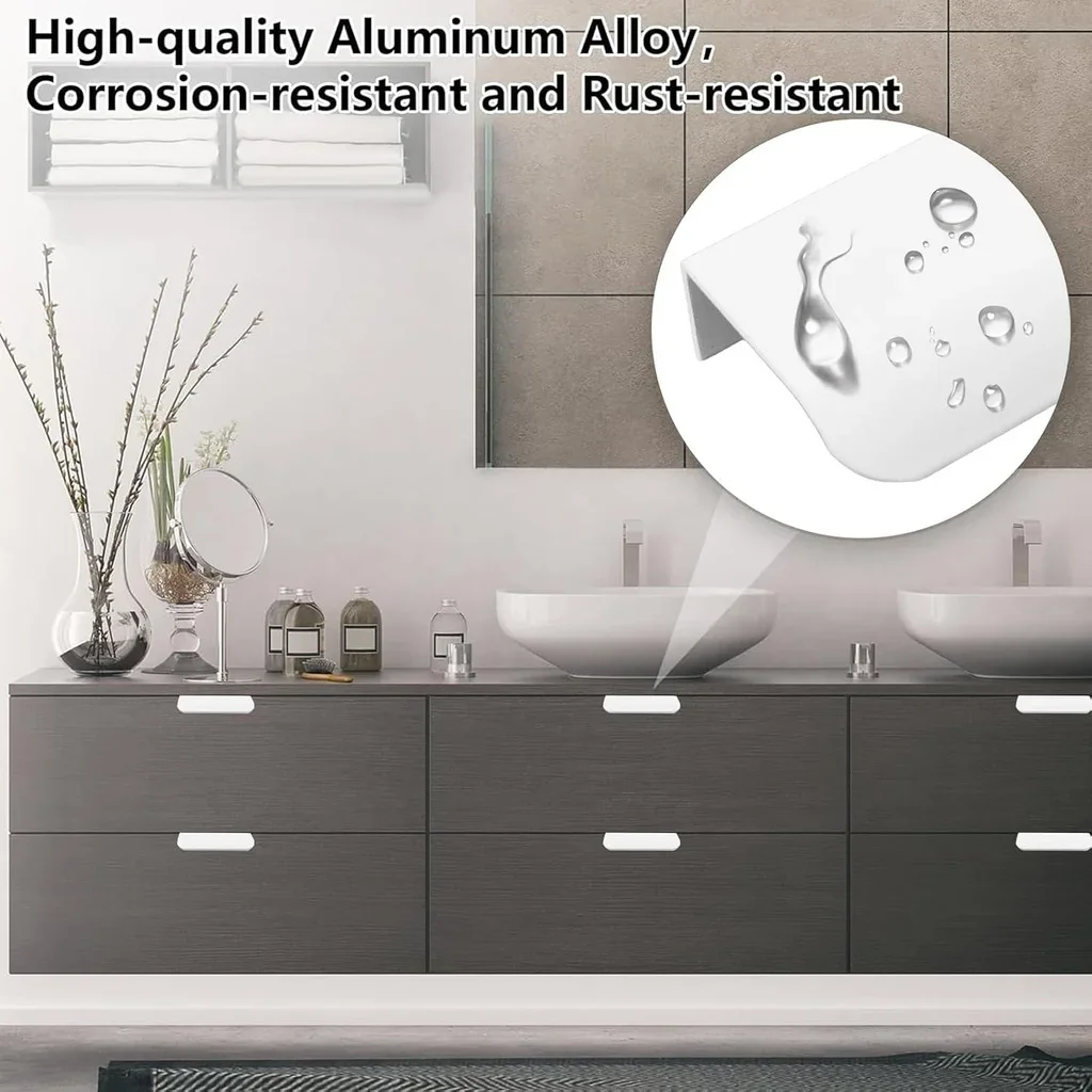Finger Pulls, Metal Concealed Drawer Handles, Modern Style Cabinet Hardware for Wardrobe and Drawers, 8cm -