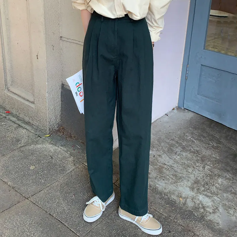 

ZHISILAO New Elegant Office High Waist Pants Women Solid Casual Wide Leg Straight Trousers Spring Summer 2023