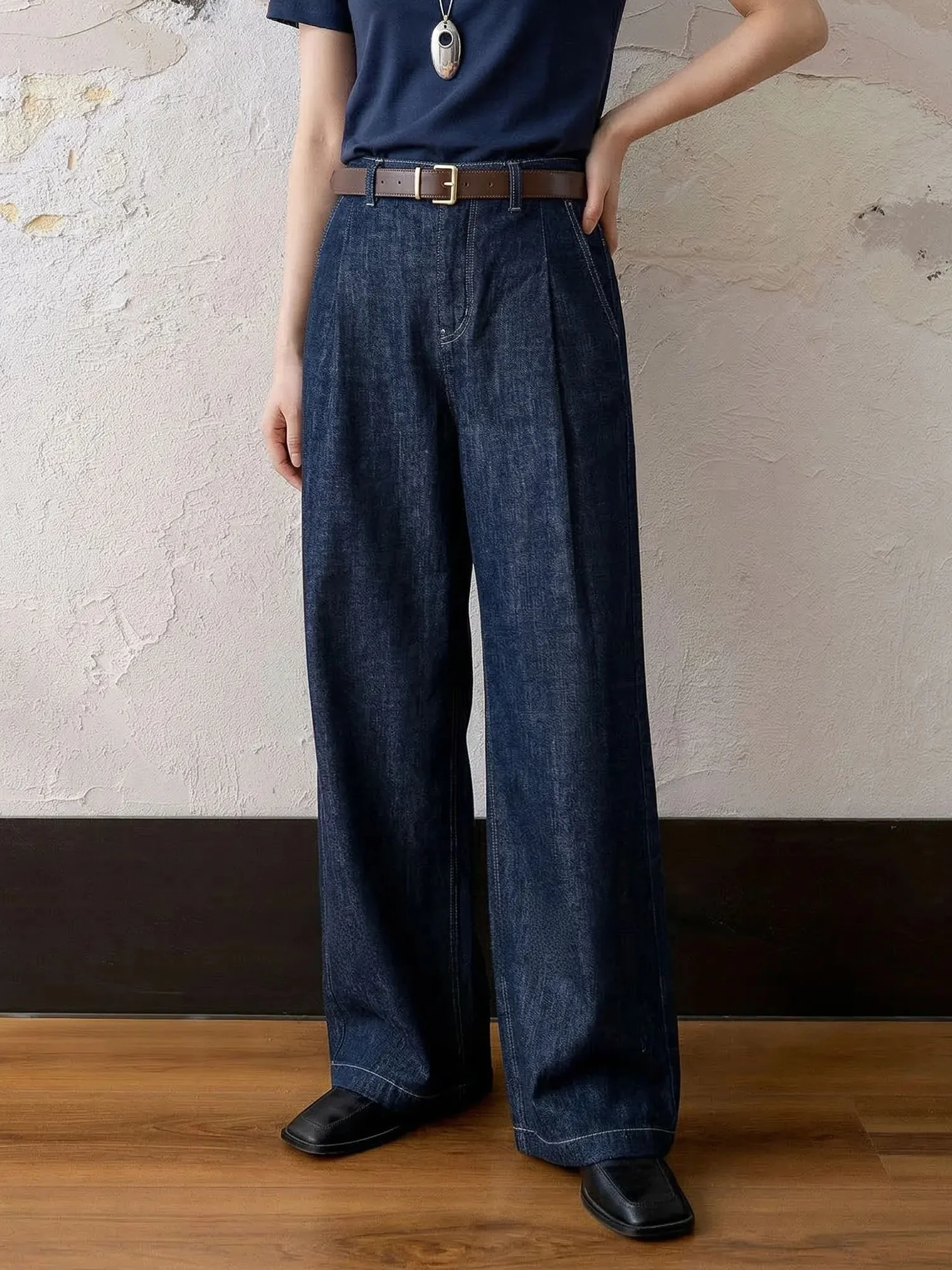 

Элегантные женские джинсы из хлопкового денима с высокой талией, свободные, стройнящие, повседневные брюки, летние, винтажный стиль, синие, свободного кроя