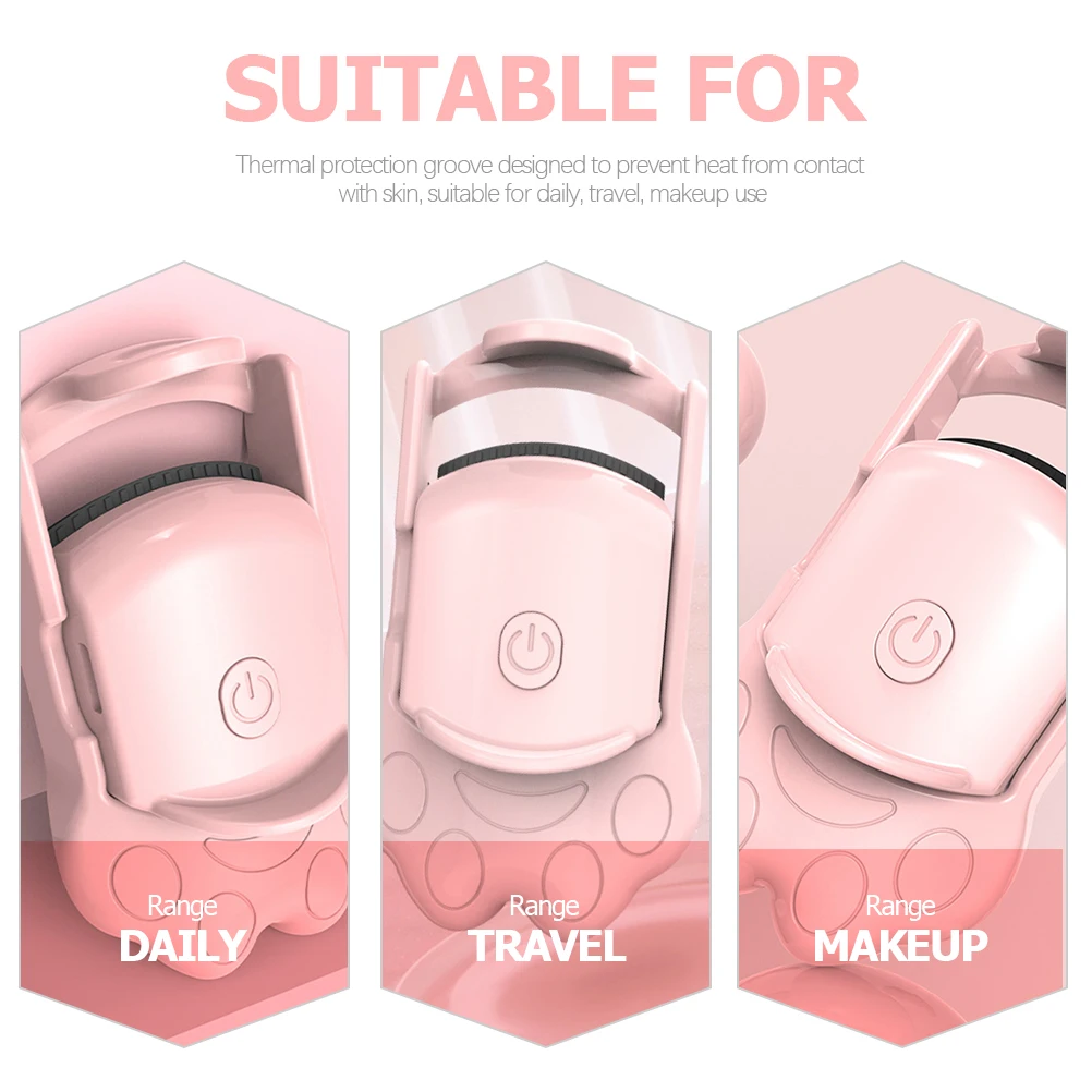 

Electric Eyelash Curler Rechargeable Portable Heated Usb Charging Silica Gel Fast Heating Large Area Claw Design Travel