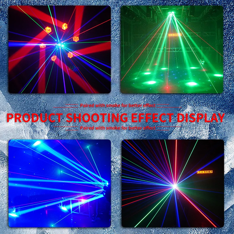 120W RGBW 6 Moving Head Beam Laser Light Led Six Arm Matrix Laser DMX512 Stage Strobe Effect DJ Party Laser Lights for Club Bar