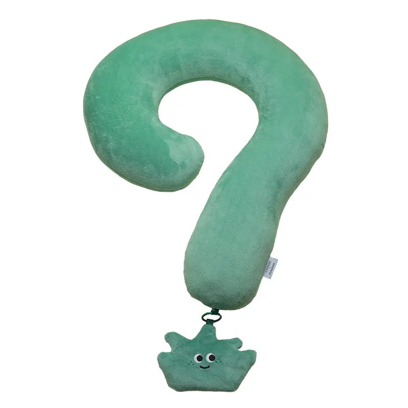 Cartoon Travel Neck Pillow, Creative Question Mark Pillow for Office Nap, Portable Airplane Pillow with Storage Bag