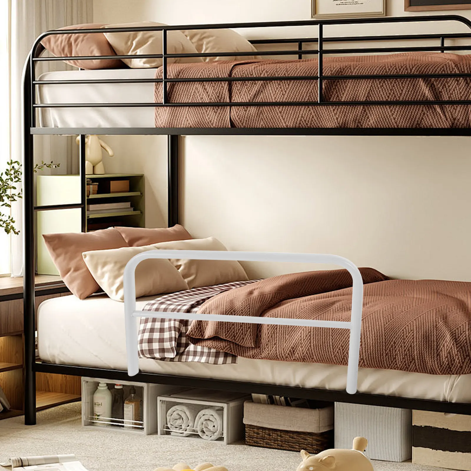 18 Grades de Proteção para Cama de Dormitório, Barra Lateral de Segurança com Altura Extra, Instalação Sem Perfuração para Estudantes e Idosos, Corrimão de Cabeceira