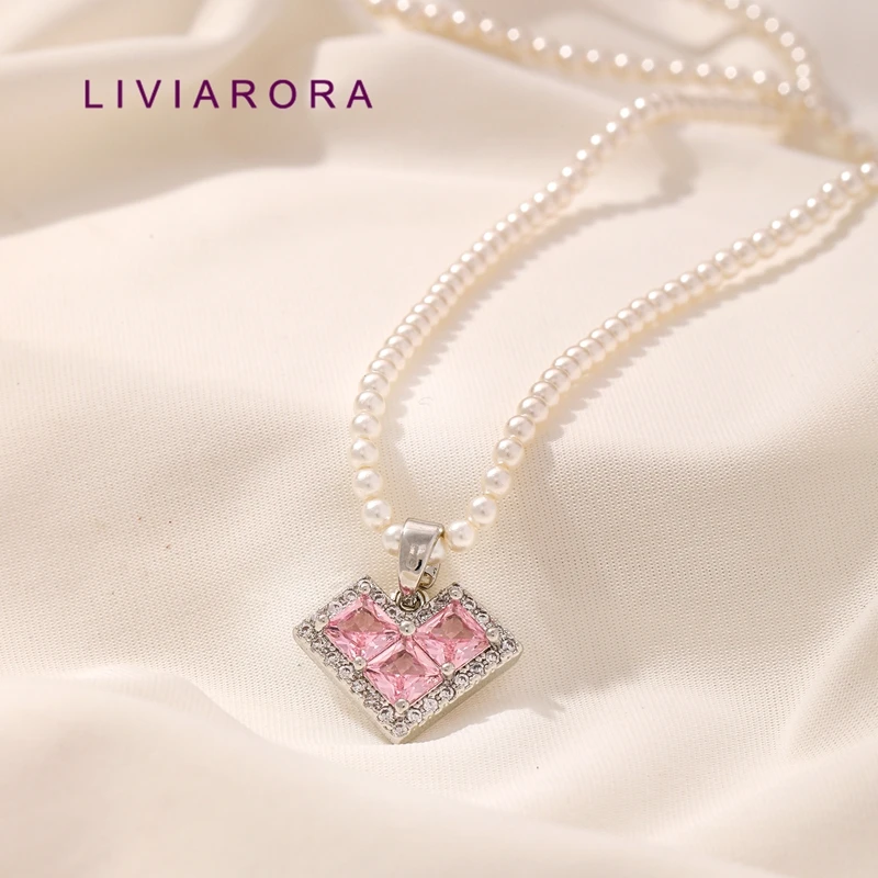 1/2/3Pcs Rhodium Plated Heart Pendant For Jewelry Making,Pink Square Cut CZ Heart Dangle Charms For DIY Necklace Jewelry Making