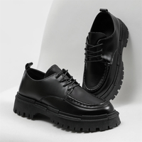 New Mens Leather Shoes in British Style with Thick Soles, Height-Enhancing Fashionable Oxford Design, For Business and Casual
