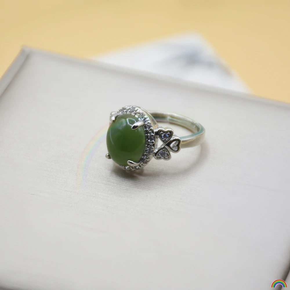 

Natural Hotan Jade Jasper Ring for Women Adjustable Jade Alloy Ring Rwbuy Brand Design