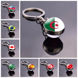 Flag Trinket Saudi Arabia Pakistan Algeria South Korea Brazil Canada Spain Germany Flag Glass Ball Keychain Double Side Pendant