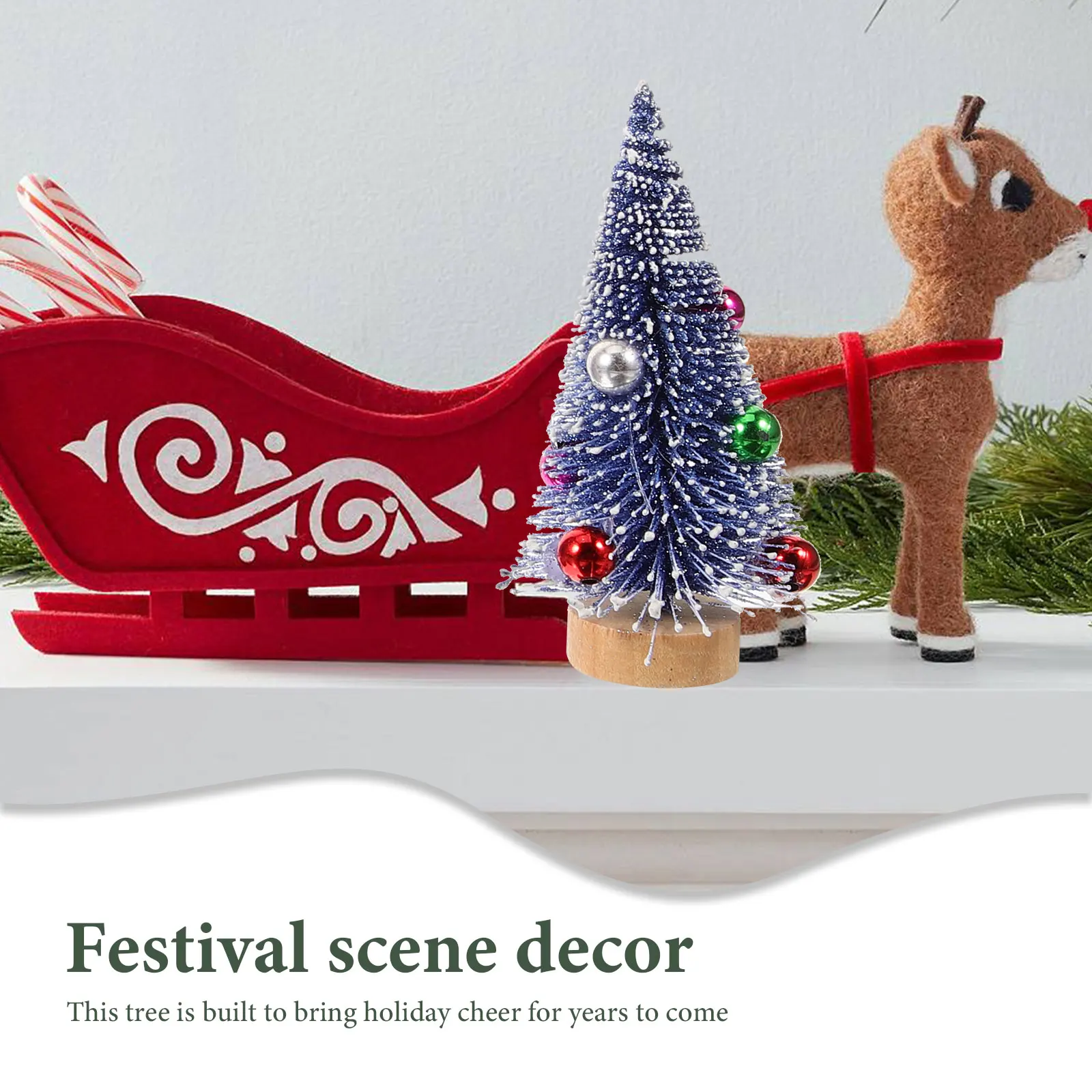 

12 Pcs Desktop Small Christmas Tree Ornaments Plastic Party Tabletop Decorative