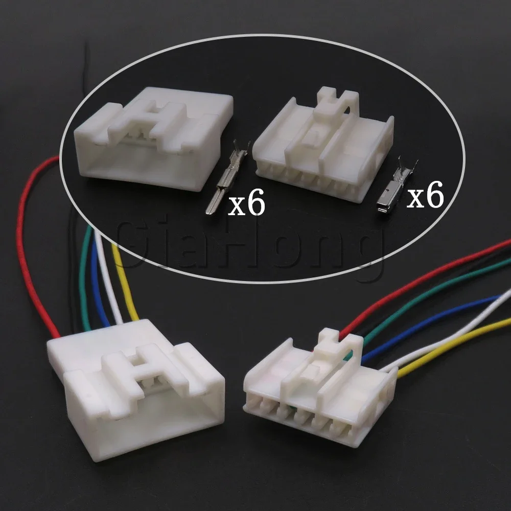 1 Set 6 Way Car Parts White Connectors MG611777 AC Assembly Unsealed Adapter Auto Modification Wire Cable Socket with Terminal