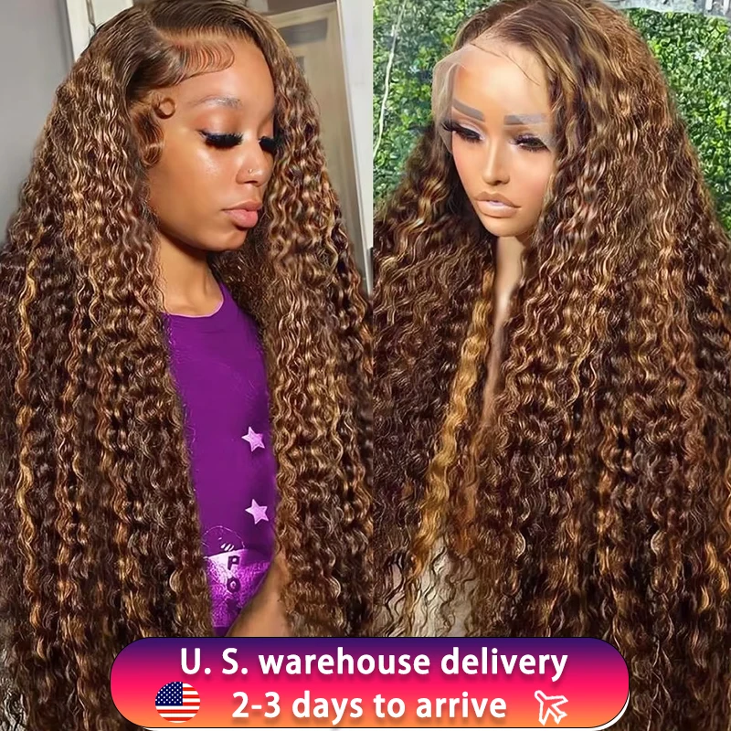 

13X6 Hd Lace 4/27 Highlight Deep Wave Wig 13X4 Transparent Lace Frontal Human Hair Wigs 200 Density Colored Curly Wig Brazilian