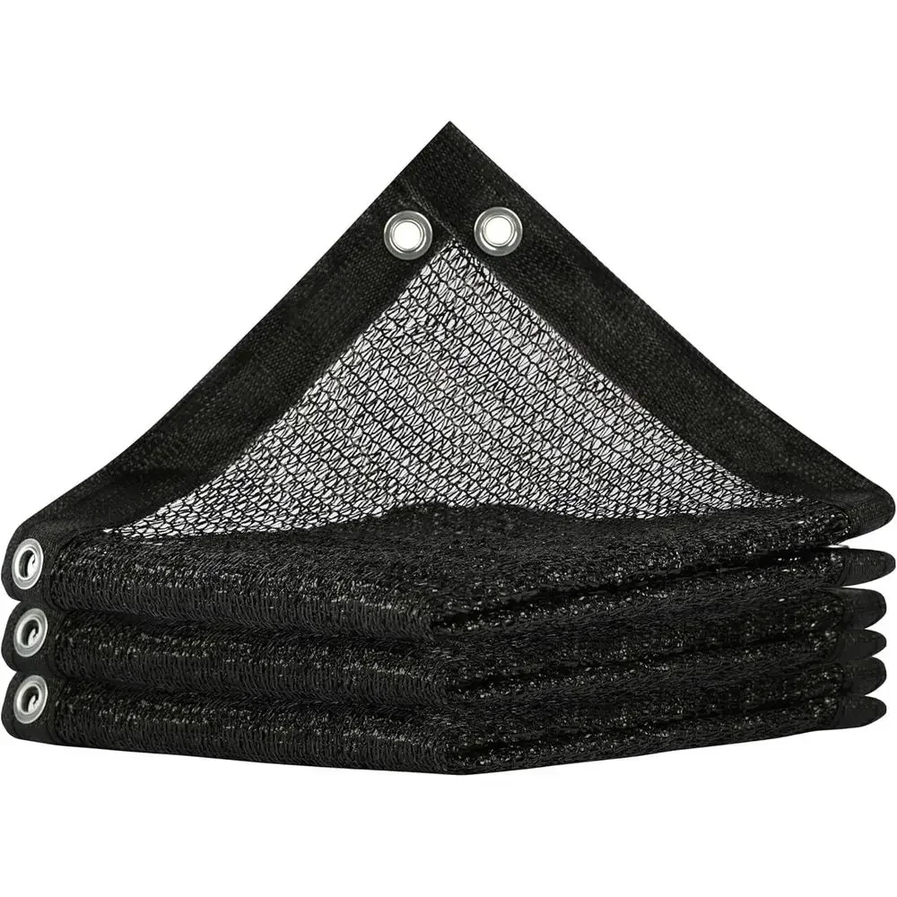Custom-sized 6T x 17T Outdoor Black Shade Cloth, Grommets & Zip Ties Included, Ideal for Sunblock and Garden Protection.