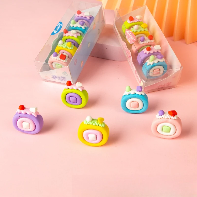 Office School Supplies Latest Little Gudong Cartoon Cute Simulation Swiss Roll Cake Eraser Gift Giveaway Gift Stationery Kawai