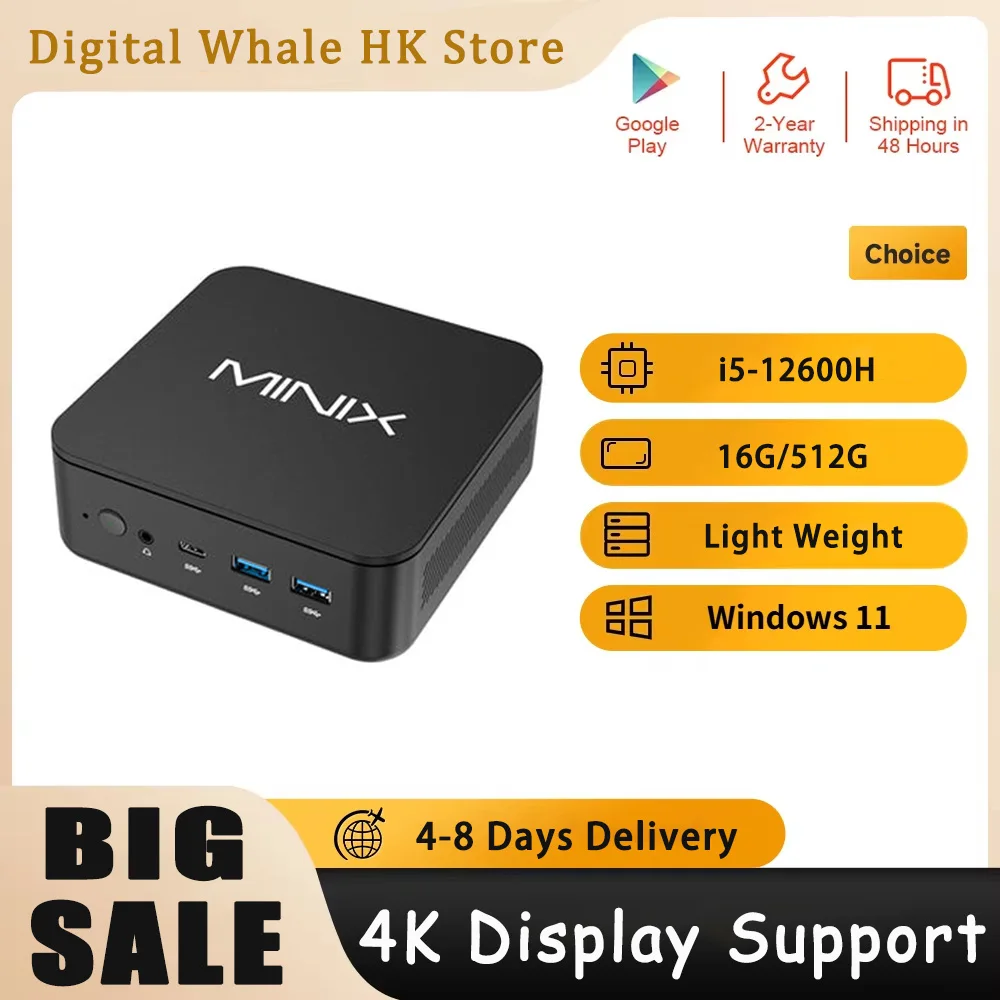 MINIX N512 Intel Core i5-12600H Mini PC 16G RAM 512G SSD Mini Gaming PC Desktop Windows 11 Pro Dual WIFI 6 BT5.2 4K HD