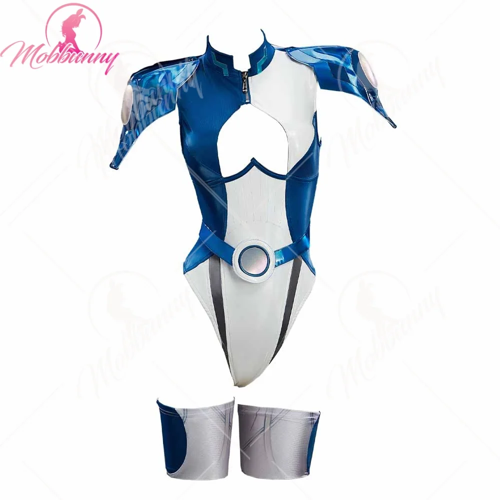 

MOBBUNNY Women Sue Storm Derivative Sexy Cosplay Lingerie Hollow Out Splicing Bodysuit with Gloves and Shoulder Armor Halloween