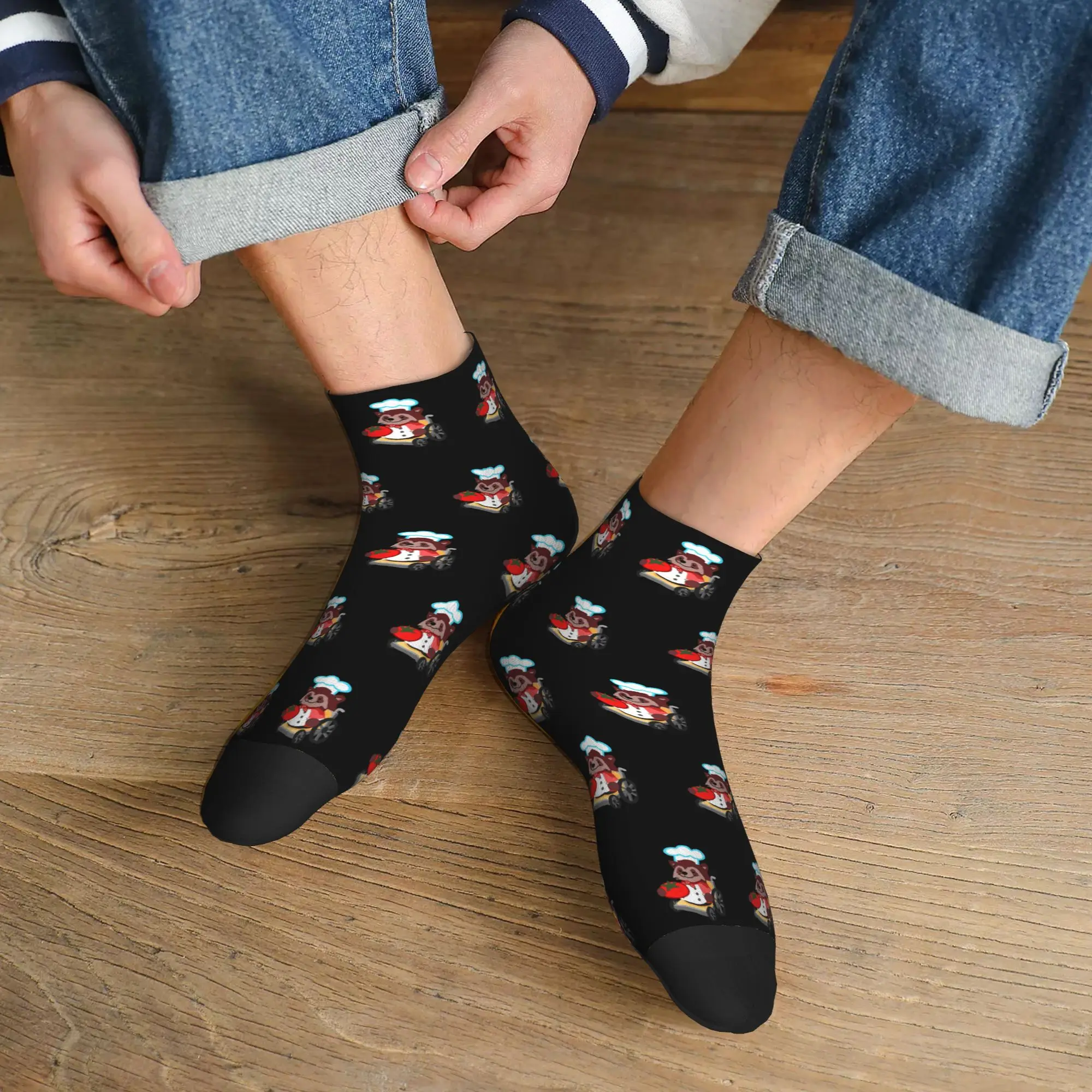 

All Seasons Cute Overcooked Wheelchair Raccoon Chef Gift Socks Sport Middle Tube Socks Soft Casual Stockings for Men Women