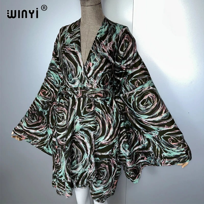 WINYI traje de verano kimono África boho playa cubrir vestido musulmán estampado en caliente cardigan ropa de playa mujeres abaya dubai lujo