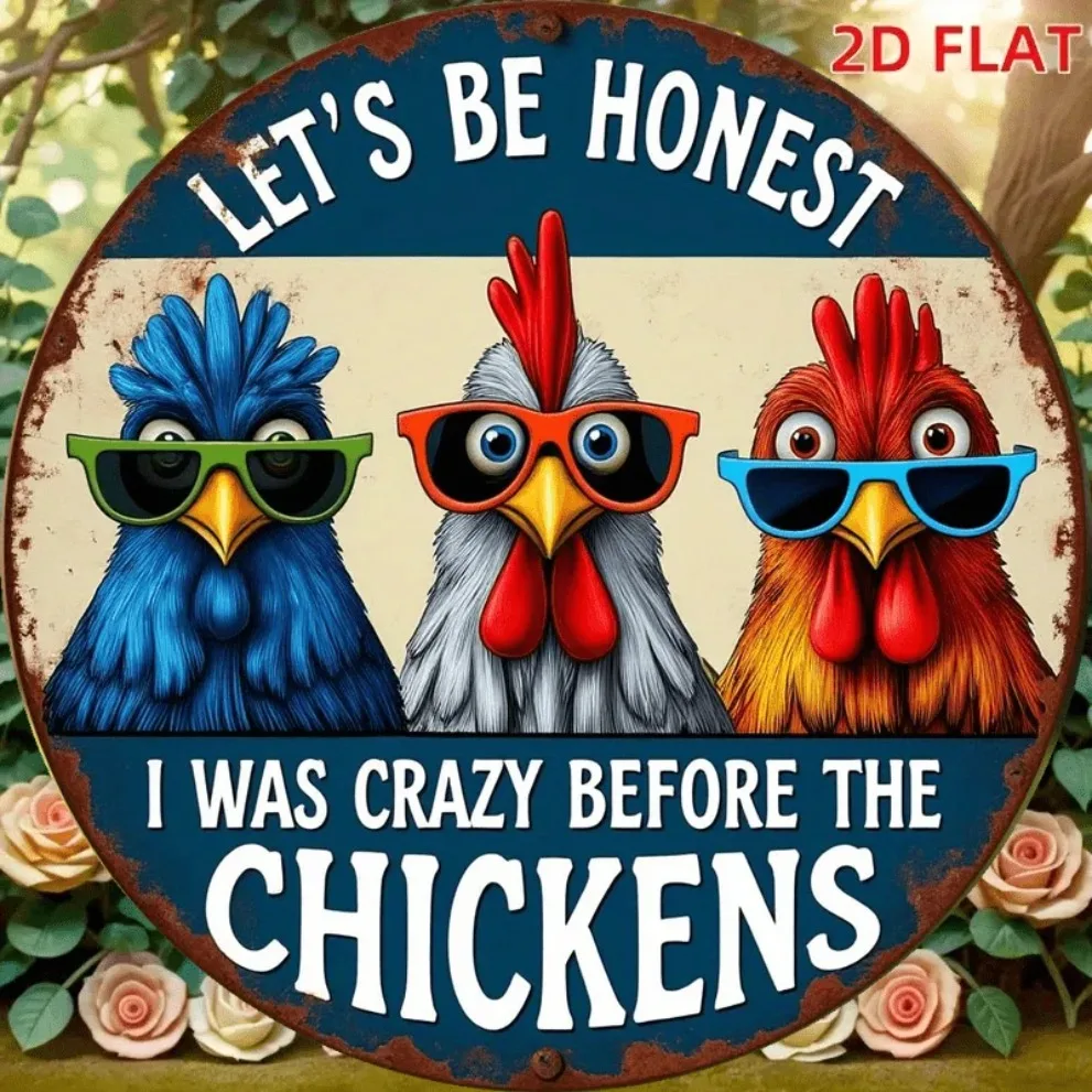 "فن جدار الدجاج المضحك - دعونا نكون صادقًا أنني كنت مجنونًا قبل علامة الدجاج للمنزل والحظيرة، ديكور معلق على الحائط مسطح ثنائي الأبعاد متين" #5